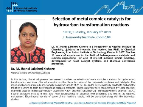 Selection of metal complex catalysts for hydrocarbon transformation reactions